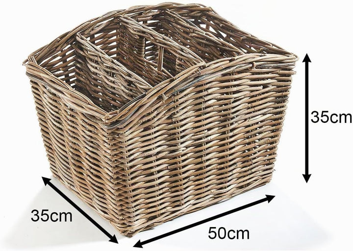 Kobolo Zeitungsständer Magazinsammler Zeitschriftenkorb aus Rattan - kubu Grey - 4 Fächer
