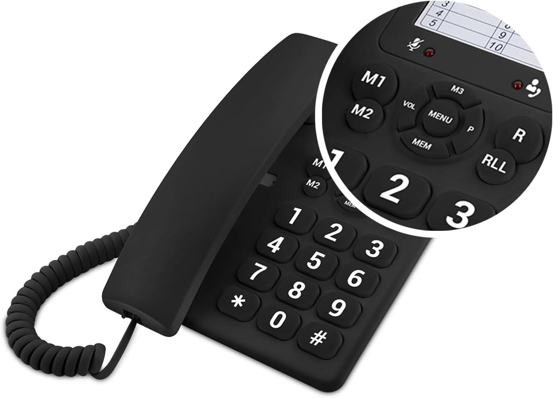 SPC Original – Tisch- oder Wandtelefon, mit grossen, leicht zu bedienenden Tasten, 3 Direktspeicher,