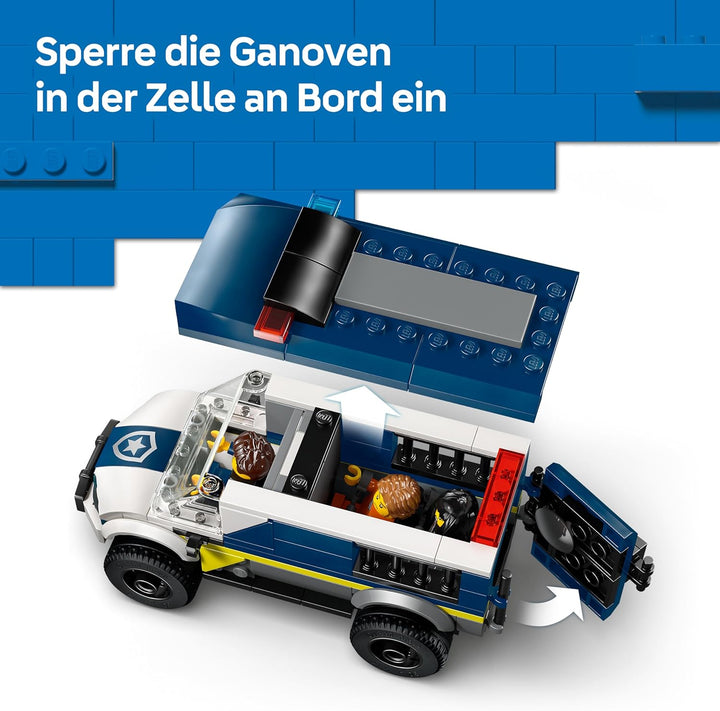 LEGO City Gefangenentransporter - Spielzeug LKW Bauset mit Motorrad, 3 Minifiguren und Abnehmbarer G