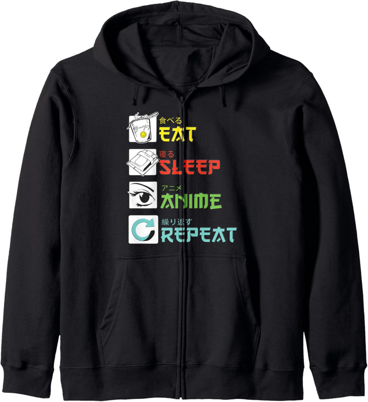 Eat Sleep Anime Repeat - Anime Kapuzenjacke