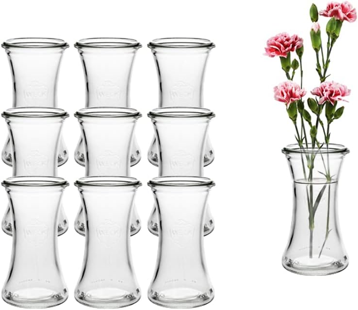 12 Stück Runde Mini Vasen Typ200 Glasfläschchen kleine Dekoflaschen Flasche Väschen Vase Glasflasche