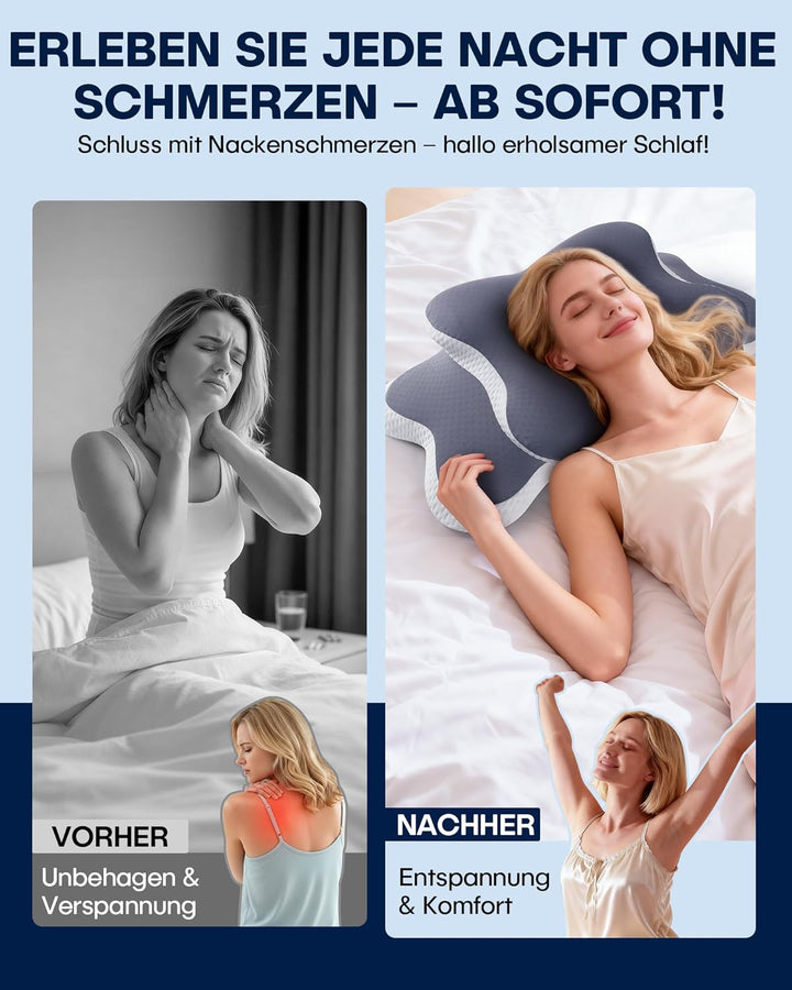 XSIVOD Orthopädisches Nackenkissen Kopfkissen - Ergonomisches Memory Foam Kissen mit Kühleffekt, Nac