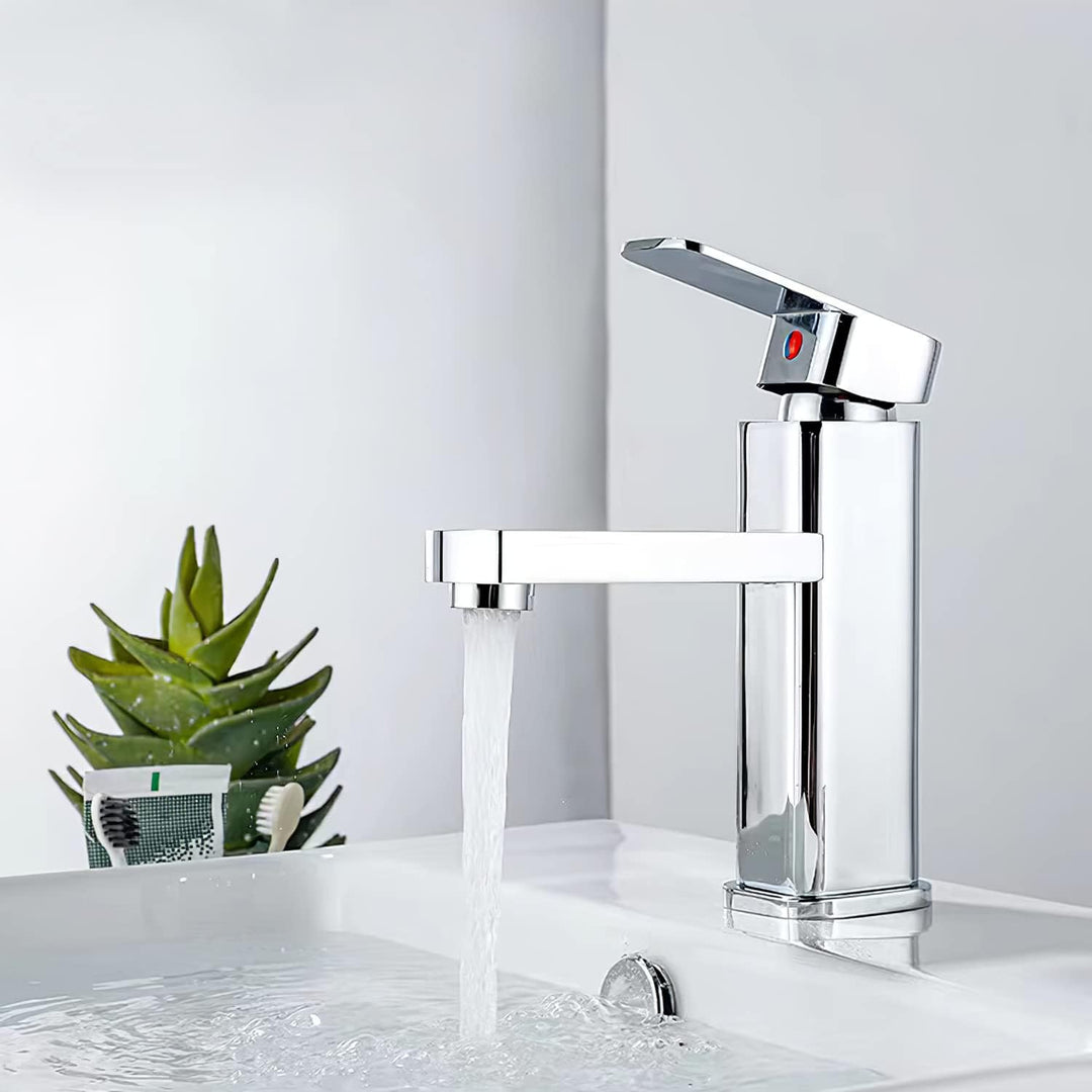SOLVEX Wasserhahn Bad, Eckig Einhebelmischer Waschbecken, Wasserhahn Bad, Badezimmer Wasserhahn Hohe