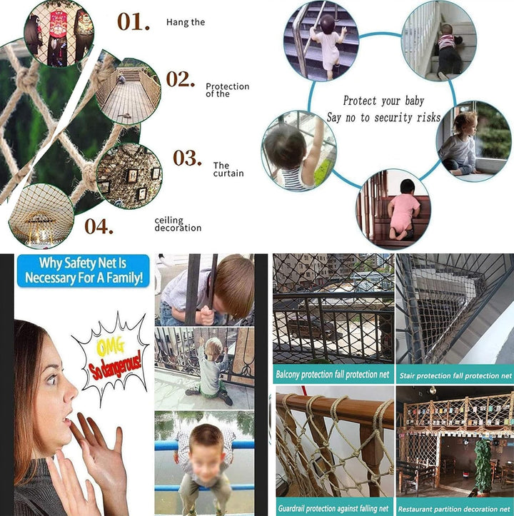 KACQIYT Kletternetz Kinder Schutznetz Treppe Balkon Fallschutznetz Spielplatz Sicherheitsnetz Hinder