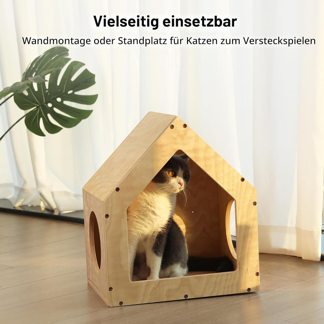FUKUMARU Katzen Wand, Wandmontiertes Katzenhaus aus hochwertigem Birkensperrholz - Perfekter Ort zum