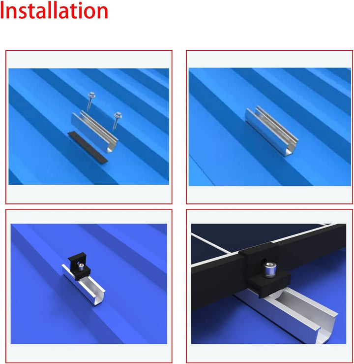 Solarpanel Halterung Kit und Zubehör Schwarz Eloxiert,Halterung für Solarmodule,Befestigungsschiene1