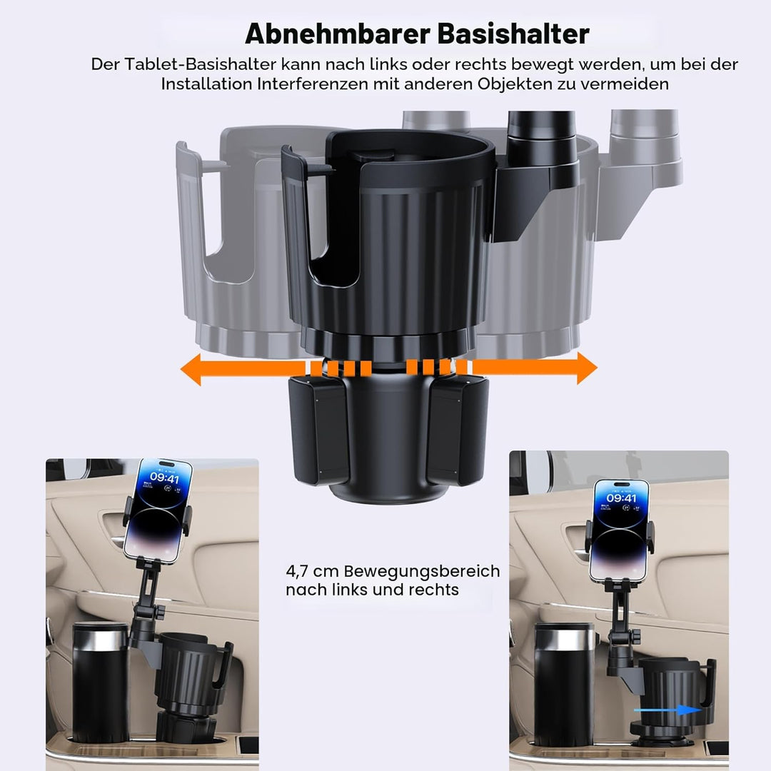 Getränkehalter Handyhalterung, 2-in-1 Universal-Getränkehalter-Expander mit langem Arm, 360° drehbar