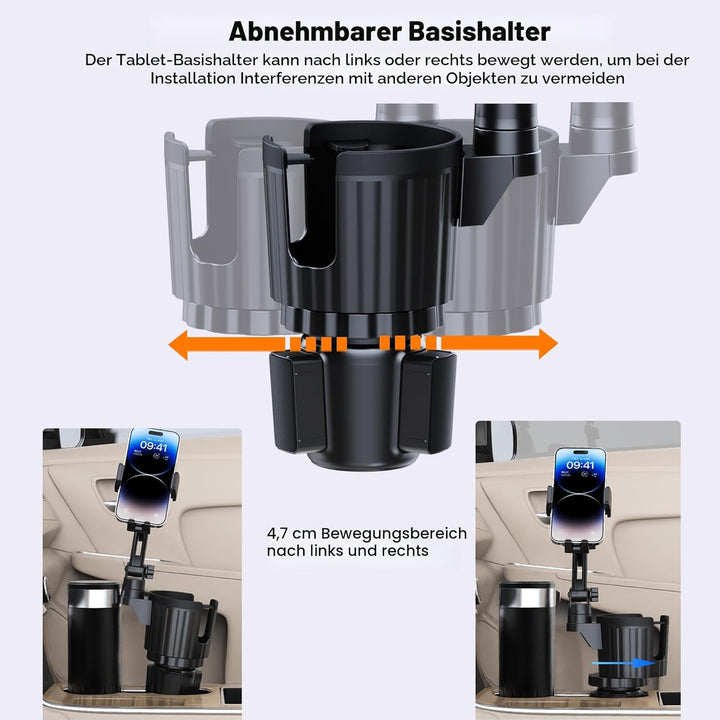 Getränkehalter Handyhalterung, 2-in-1 Universal-Getränkehalter-Expander mit langem Arm, 360° drehbar