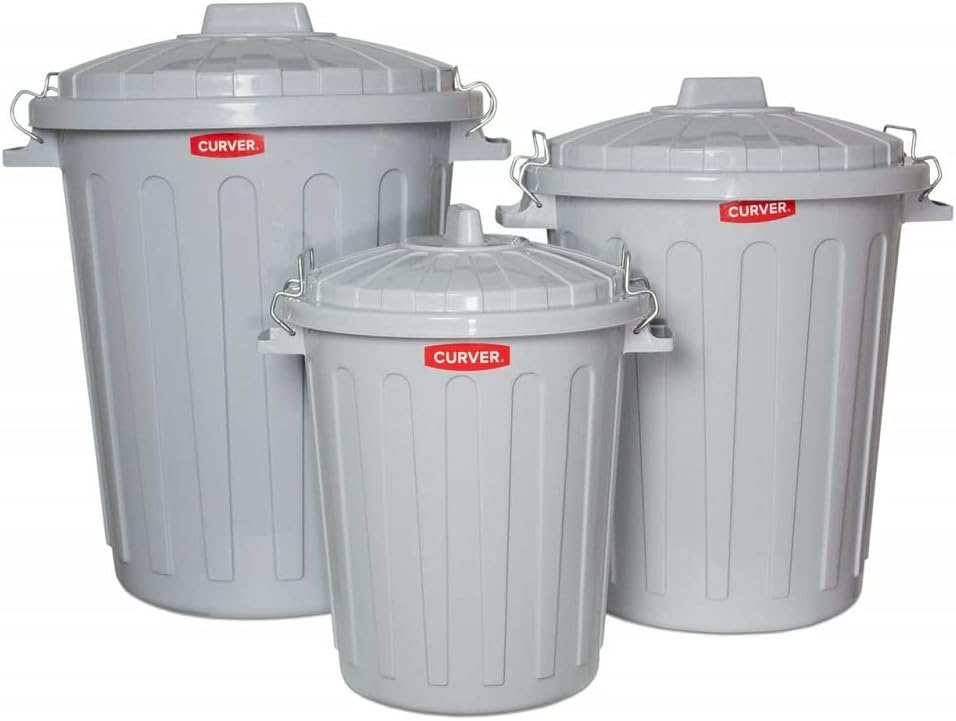 Curver 04128-Y25-41 Abfalltonne Oscar, Plastik, grau, 40 x 35 x 45 cm