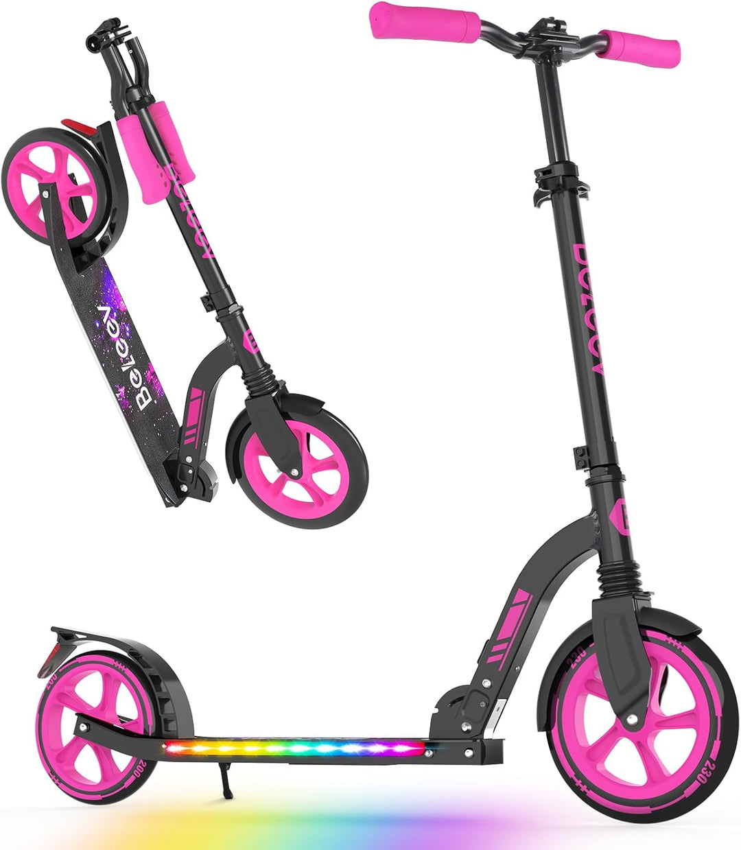 BELEEV V10 Roller Kinder 6 Jahre, 230mm Big Wheel, LED Licht Deck, ABEC-7, Höhenverstellbar, Tragegu