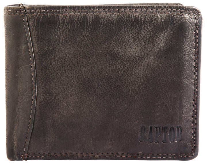 Raptor Herren-Geldbörse Echtleder Vintage Look 9x12cm Querformat RA40010 Taupe, Taupe