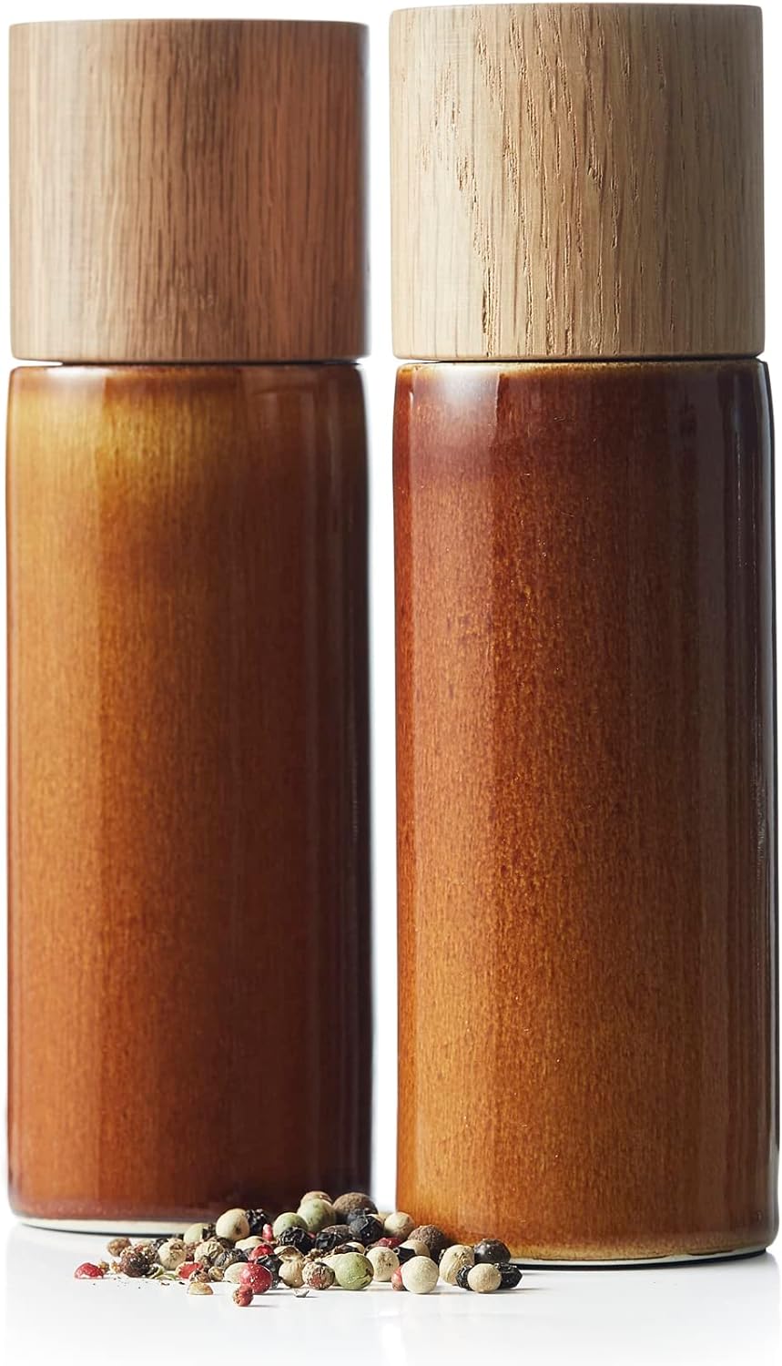 BITZ Salz- und Pfeffermühle, 2 Gewürzmühlen aus Steingut (Salzmühle + Pfeffermühle), 2er-Set, 16,7 c
