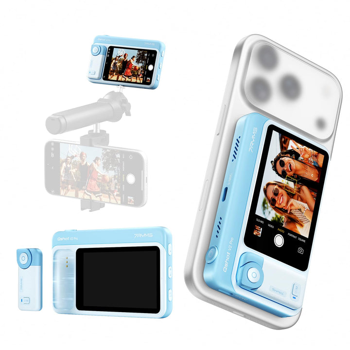 7RYMS Qshot V2 Pro Selfie Monitor, Magnetischer Smartphone Rückkamera Bildschirm für iPhone & Androi