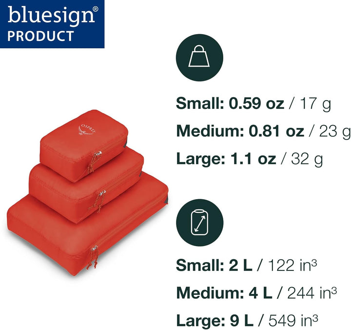Osprey Ultralight Packing Cube Black Large Waterfront Blue Set Packing Cube Set, Waterfront Blue Set