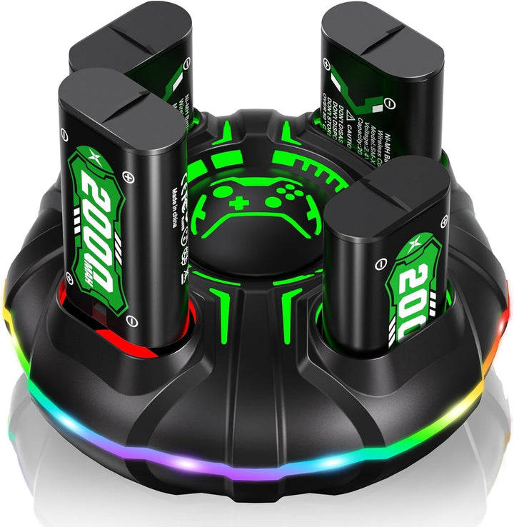 SWANPOW Akku für Xbox One/Series X&S Controller, (4x4800mWh) 4x2000mAh wiederaufladbare Akkus mit La