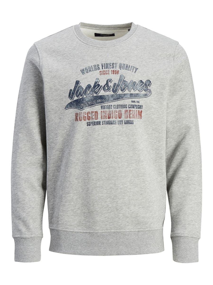 JACK & JONES Male Sweatshirt Einfarbig Sweatshirt M Light Grey Melange, M Light Grey Melange