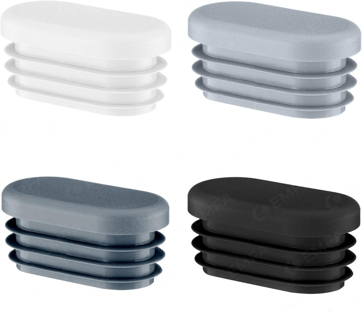 EMFA Lamellenstopfen für Ovalrohre 30x15mm 25 Stück Weiss (RAL 9010) Ovalstopfen 1,5x3,0 cm 15x30 mm