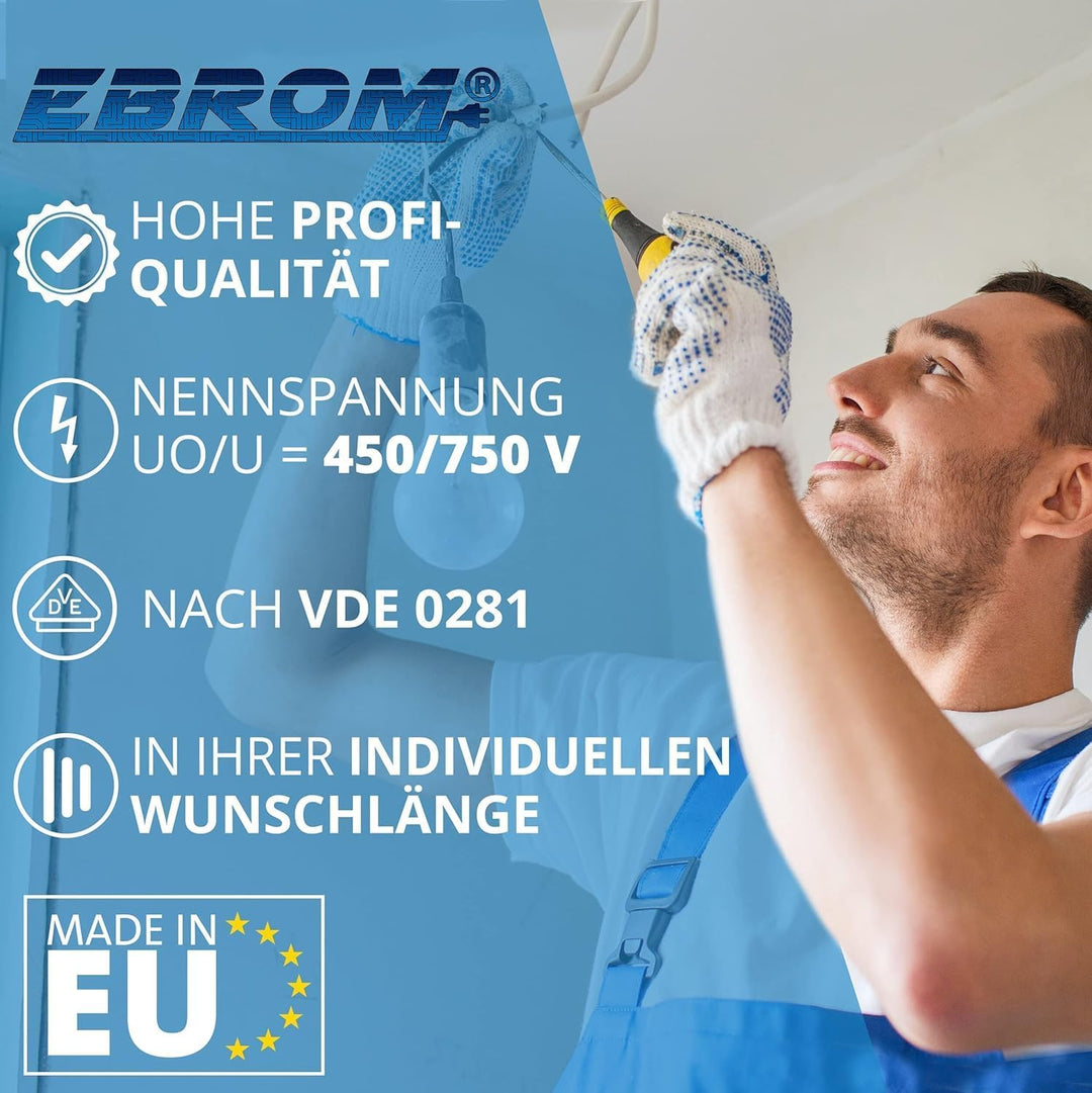 Aderleitung Verdrahtungsleitung - Einzelader flexibel - PVC Leitung - H07V-K 2,5 mm² - Farbe: hellbl