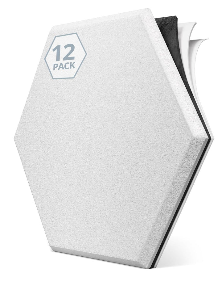 Kuchoow Hexagon Akustikpaneele Selbstklebend mit Schweres Vinyl Schalldämmung 12 Stück Wand Weiss, A
