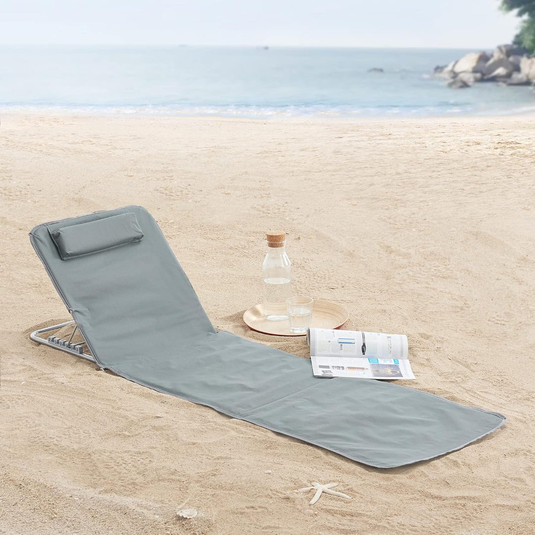 [en.casa] Strandmatte Cellorigo 2er Set Strandliege klappbar Dunkelgrau Sonnenmatte mit 5-Fach Verst