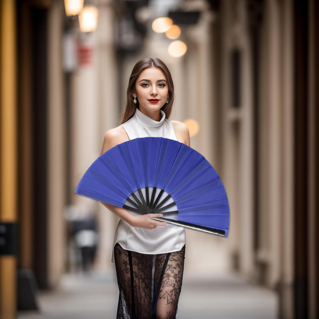 2 Stück Grosse Faltbare Seide Hand Fächer Chinesischer Tai Chi Faltender Handfächer Nylon Tuch Chine