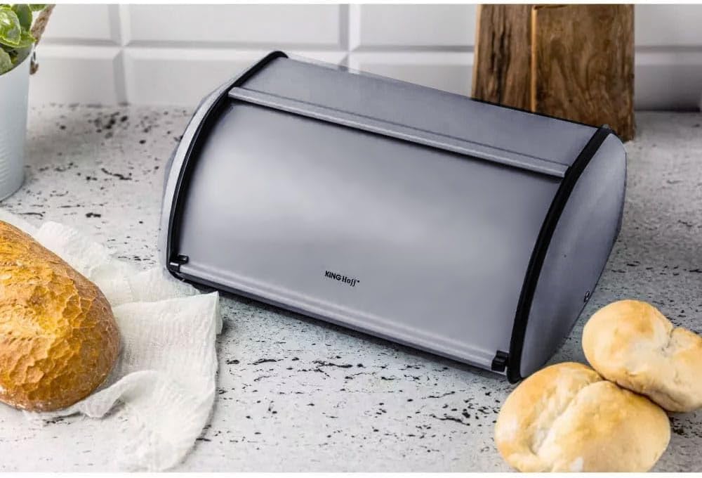 KING HOFF Brotkasten Brotbox Brotbehälter Brotdose (Grau, Kleine 36cm x 24cm x 15cm.) Grau Kleine 36