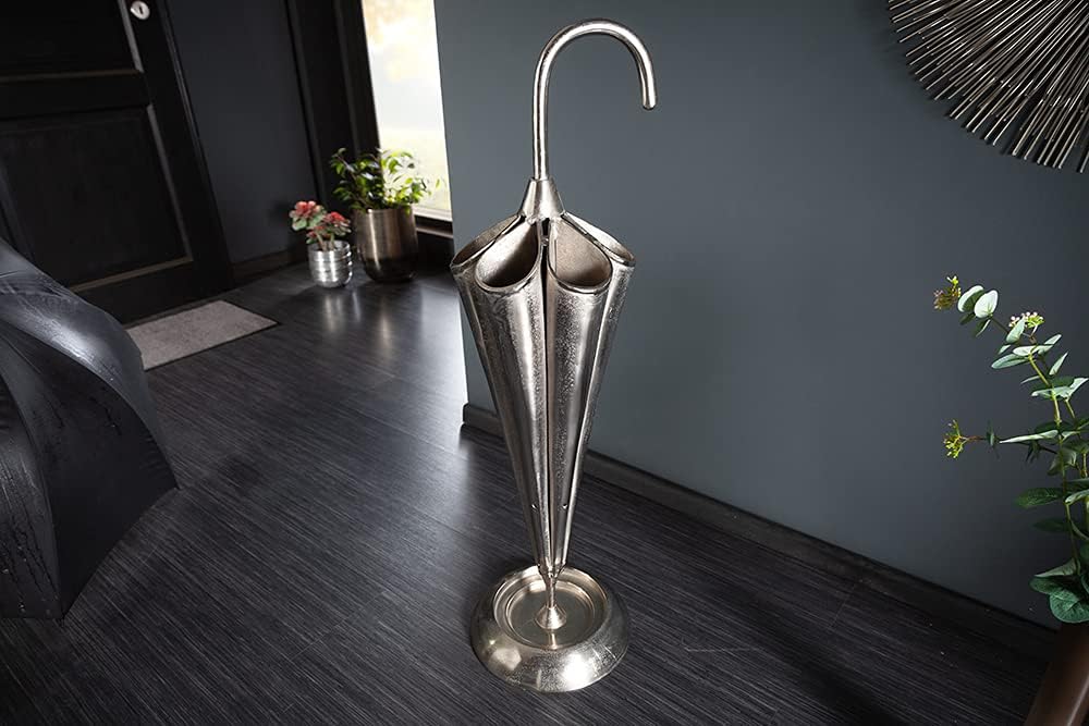 riess-ambiente.de Eleganter Schirmständer Umbrella 91cm Silber Aluminium für 6 Schirme Ständer Wohna