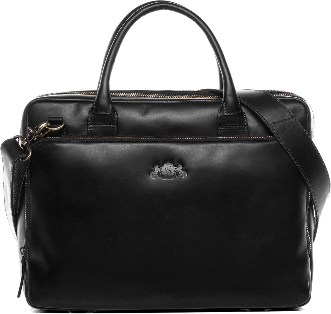 SID &amp; VAIN grosse Laptoptasche echt Leder - 15.4 Zoll Laptop Business-Tasche RYAN XL - Umhängetasche