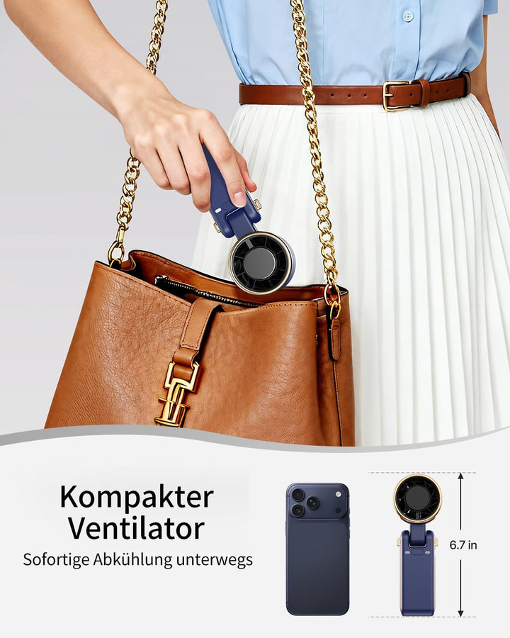 SWEETFULL Tragbarer Mini Handventilator Akku Aufladbar,bis zu 12 Stunden | 3 in 1 Hand Hals und Tisc