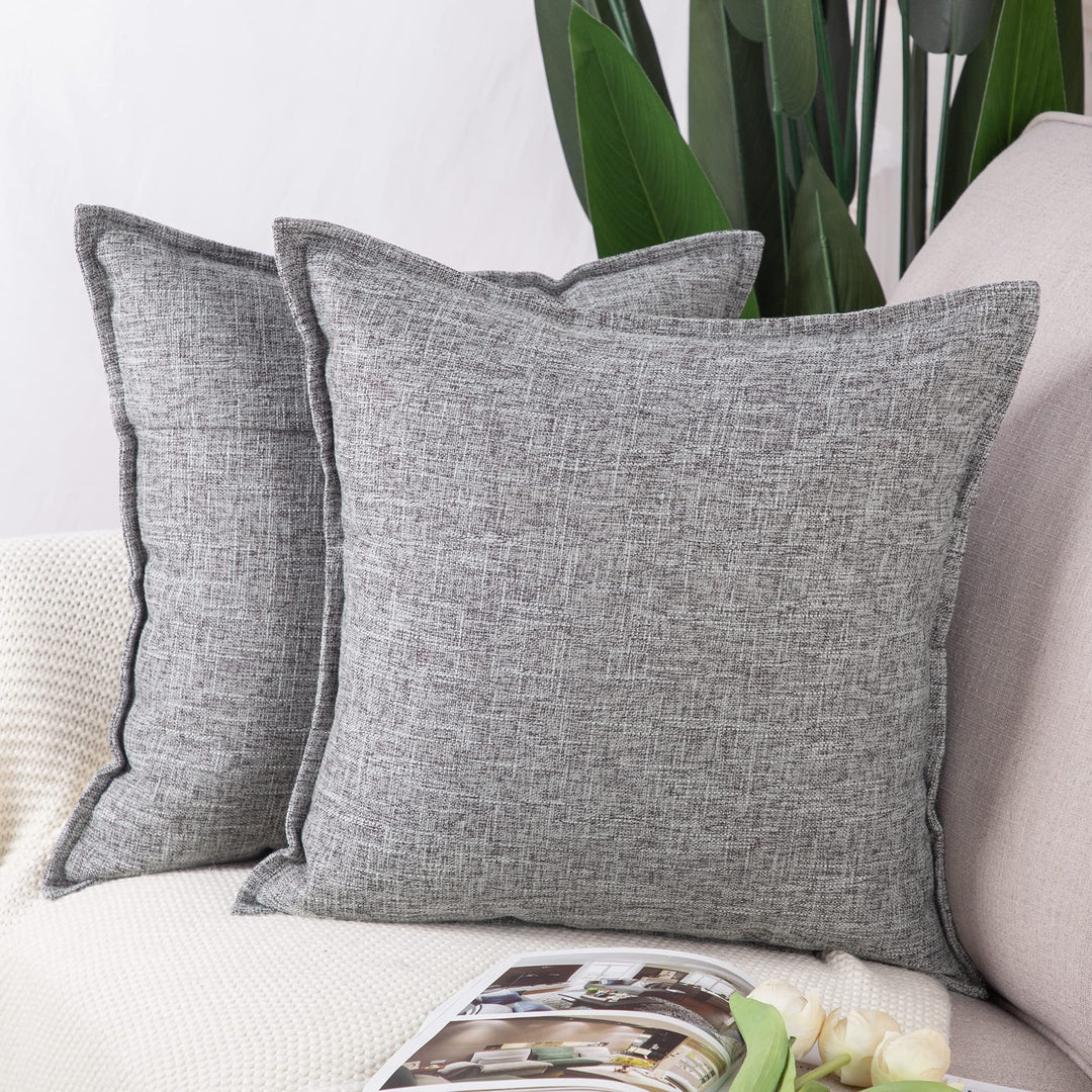 Madizz 2er Set Polyester- Leinen Kissenbezügen Weiche dekorative Kissenbezüge für Sofa Schlafzimmer