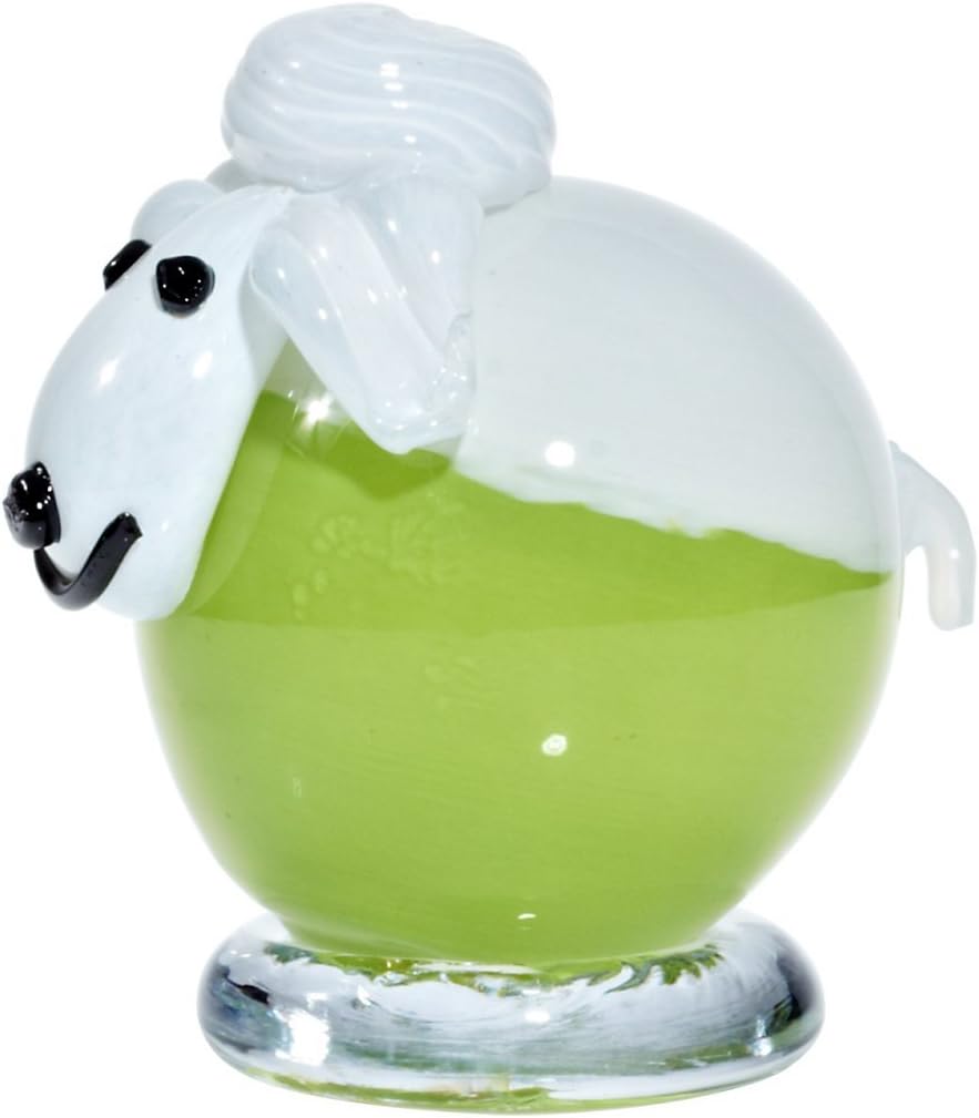 CRISTALICA Glasfigur Schaf grün/weiss 10,5cm