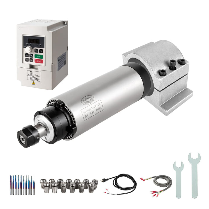 CNC-Spindelmotorsatz, 220 V 2,2 kW Φ80 mm, CNC-Motor luftgekühlte Spindel + 2,2 kW VFD + Φ80 mm Klem