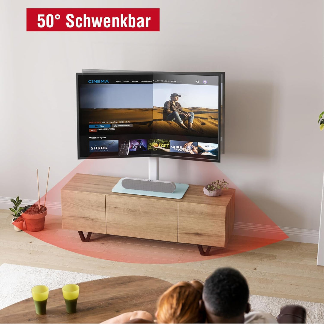 AOKCOS TV Standfuss TV Ständer Höhe 1130mm für 43-75 85 Zoll Fernseher, Neigbar Schwenkbar Höhenvers