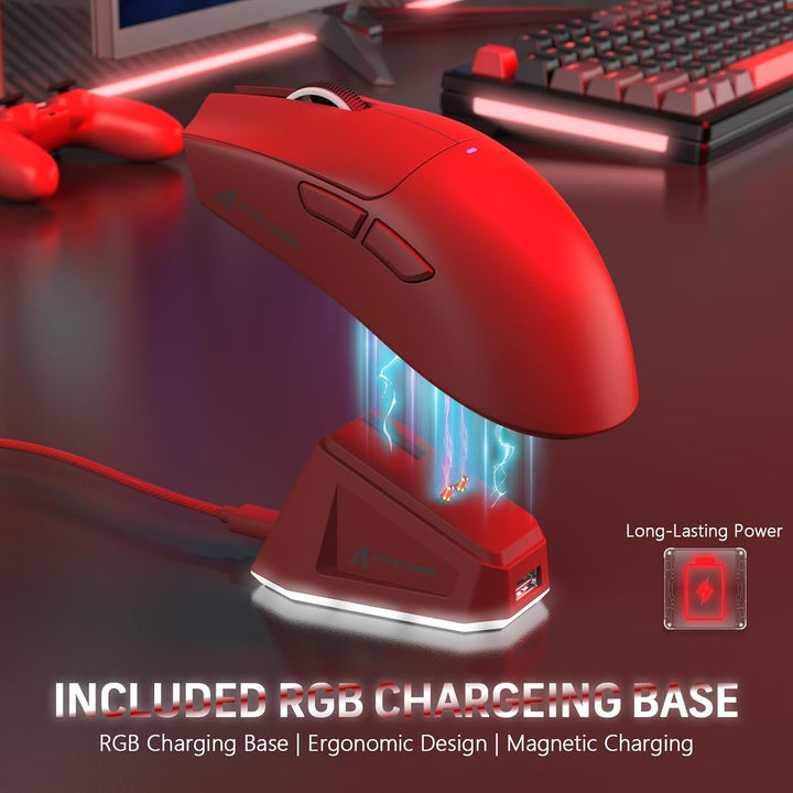 LexonElec x Attack Shark X11 Kabellose Gaming-Maus mit RGB Magnetische Ladestation, PixArt PAW3311-S