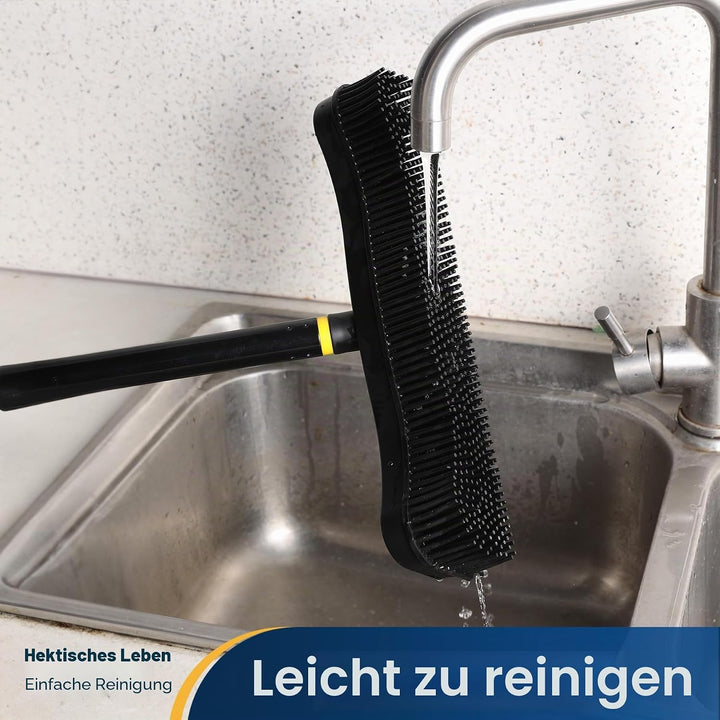 Yocada Gummibesen zur Tierhaarentfernung, 2-in-1-Bodenbürste mit Rakel, Teppichrechen, 146,1 cm Lang