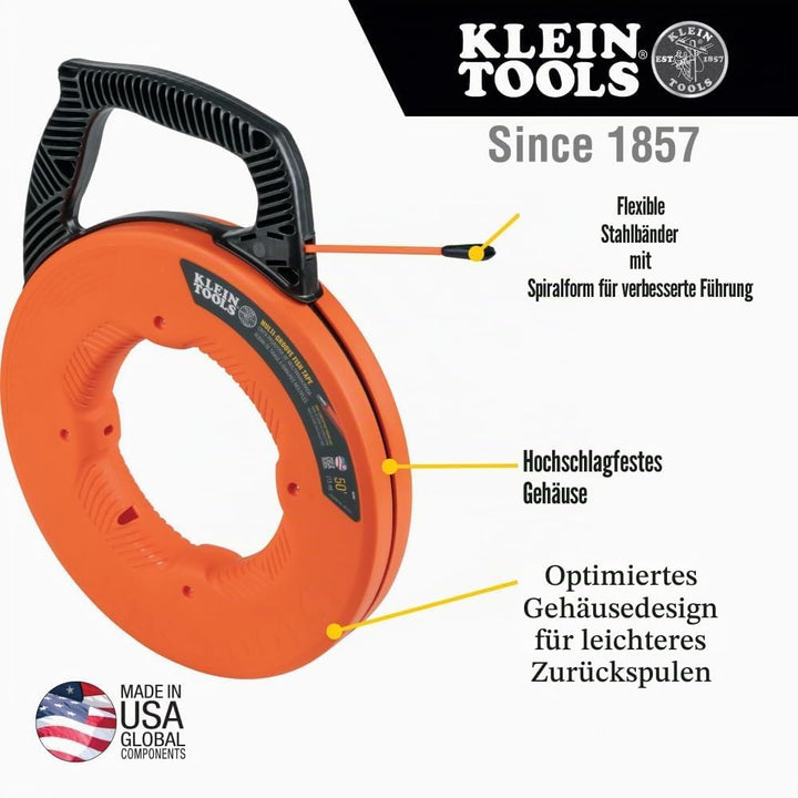 KLEIN TOOLS Geriffeltes Fiberglas-Einziehband mit Nylonspitze, 15,2 m 50-Foot Multi-Nut, 50-Foot Mul