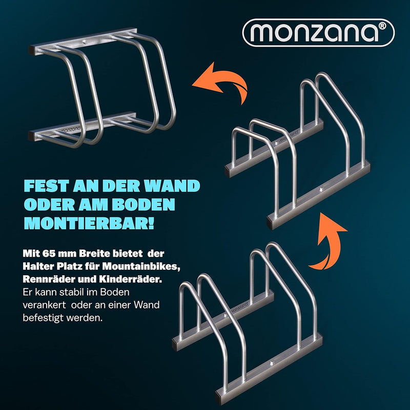 MONZANA® Fahrradständer für 2 Fahrräder 30-65 mm Reifenbreite 37 cm Radabstand Radständer Mehrfachst