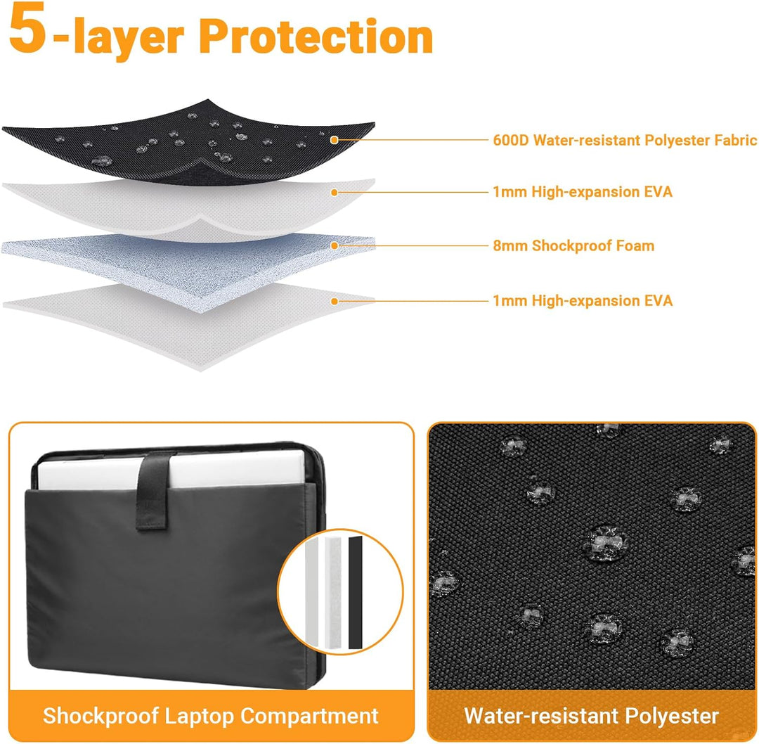 ZYB Grosse Kapazität Laptoptasche 15.6 Zoll 16 Zoll Laptop Tasche,Notebook Tasche für 15.6-16 Zoll L