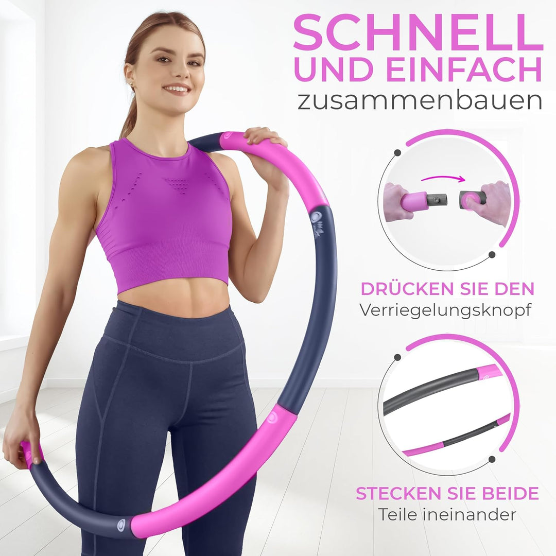 SummerFan Hula Hoop Reifen für Anfänger ohne Wellen und Noppen [1kg bis 1,5kg, 75-100 cm, 6-8 Segmen
