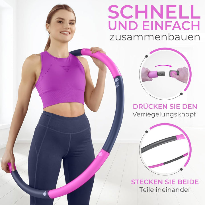 SummerFan Hula Hoop Reifen für Anfänger ohne Wellen und Noppen [1kg bis 1,5kg, 75-100 cm, 6-8 Segmen