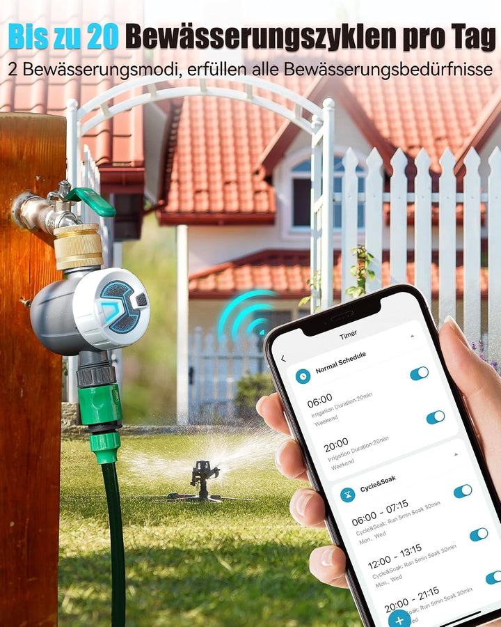 RAINPOINT Bewässerungscomputer Bluetooth mit Messing-Einlass, Smart App-Steuerung Automatische Bewäs