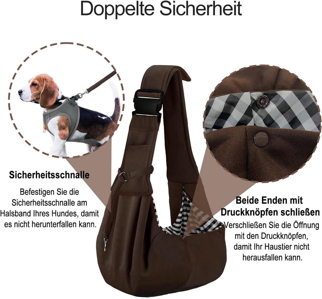 PetLoft Tragetuch Hund, Reversibel Kleine Hundetrage, Einstellbar Pet Tragetuch, Freisprecheinrichtu