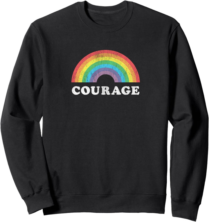 Regenbogen Homosexuell Stolz Mut Retro Sweatshirt