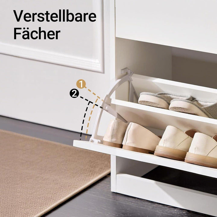SoBuy Schuhschrank Schmal, Schuhkipper Schmal mit 2 Klappen und 1 Schublade, Kompakter Schuhregal, S