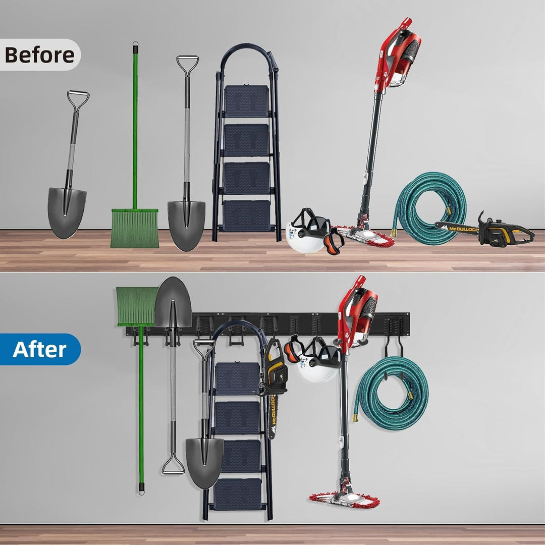 Sinoer Wandhalterung für Werkzeuge 244 cm (96 Zoll) - Garage Organizer mit 18 Haken + 4 S-Haken &amp; 2