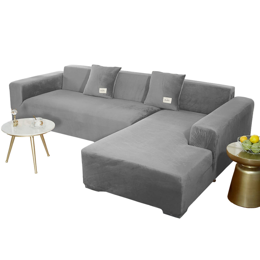 JHLD Sofabezug L Form, Stretch Sofabezug Samt L-förmiger Sofabezug Weiche Anti-rutsch Sofa Überwürfe