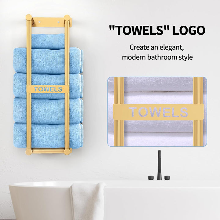 Handtuchregal Badezimmer Wand Handtuchhalter Golden 56cm Gästehandtuchhalter Wandmontage 3X Grosse G