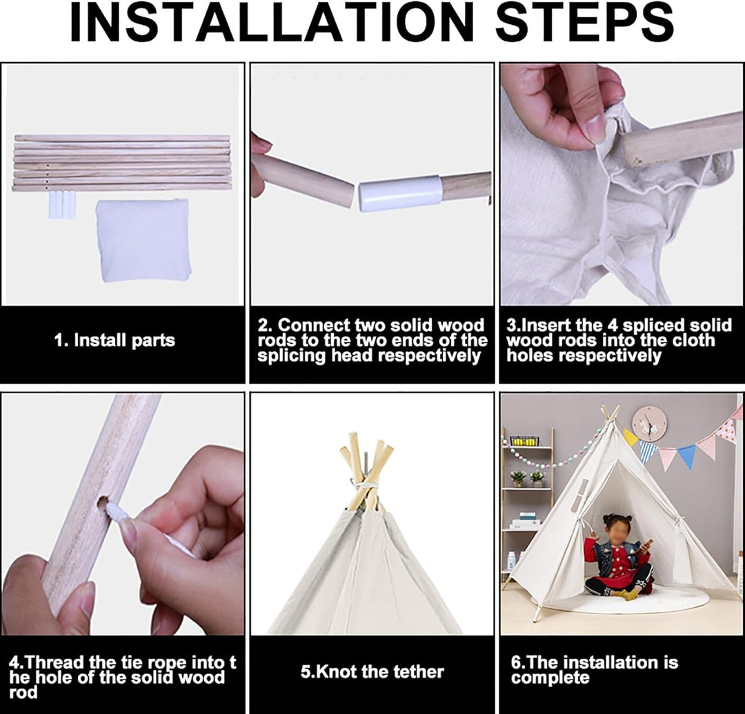 Sleeleece Tipi Zelt für Kinder,Tippi Kinderzelt,Kinderzelt Spielzelt Tipizelt Indoor,Kinderzelte für