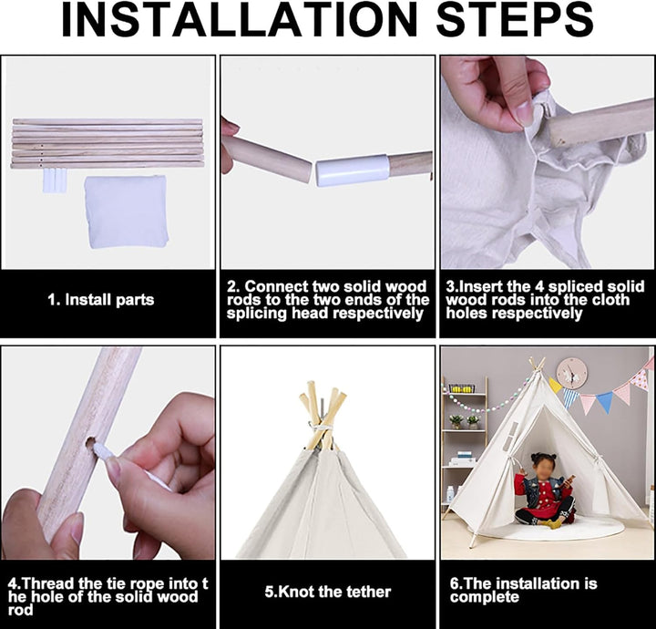 Sleeleece Tipi Zelt für Kinder,Tippi Kinderzelt,Kinderzelt Spielzelt Tipizelt Indoor,Kinderzelte für