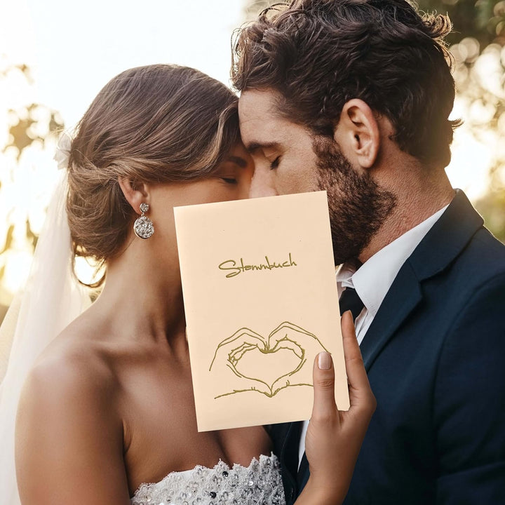 Stammbuch Hand MIT Herz - Stammbuch für die Hochzeit aus hochwertigen Velours und in buchbinderische